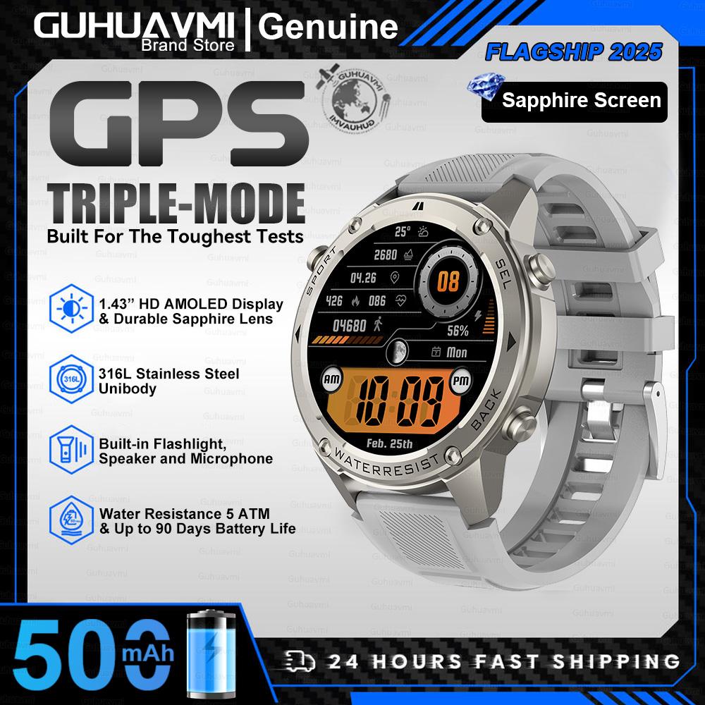 Точные GPS-смарт-часы 5 АТМ Водонепроницаемые Встроенный двухдиапазонный GNSS Компас Военные Спортивные Смарт-часы Мужские Новые