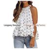 Европейский и американский летний принтованный жилет с халтер-воротом и регулируемой шнуровкой 2023 г.