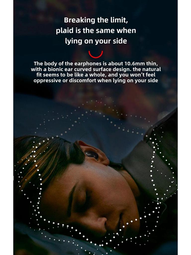 Bluetooth-гарнитура MD528: TWS Dual-Ear Удобная накладная гарнитура для сна, длительное время работы от аккумулятора.