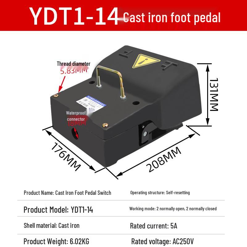 Punch Press Foot Switch YDT1-11/12, Cast Iron, Durable Silver Contacts