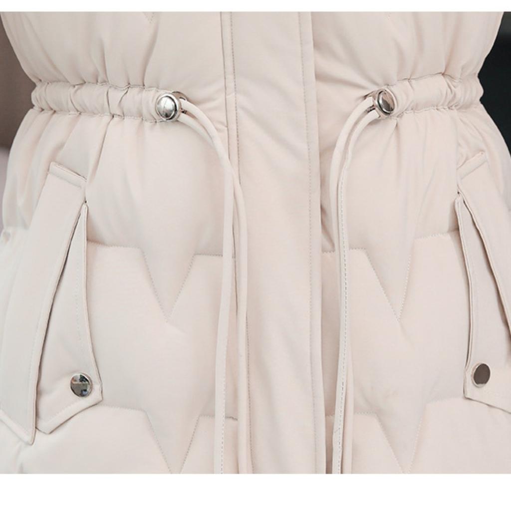 Новый зимний женский пуховик, средней длины, утолщенный, теплый, с тонкой талией, куртка на хлопковой подкладке