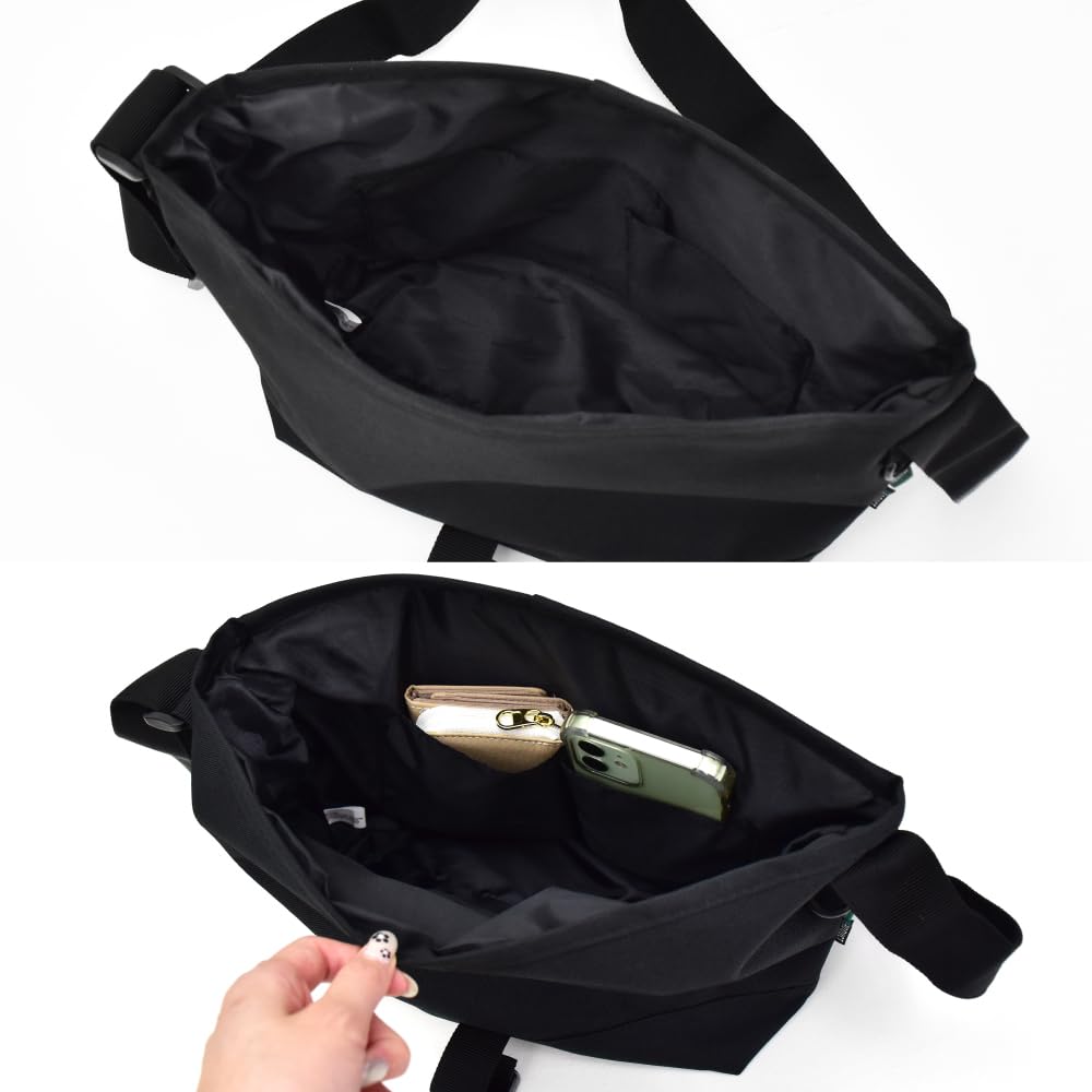 Сумка-мессенджер через плечо, складная, милая 0452 черная [Снупи], маленькая, компактная, сумка, женская, мужская, для поездок на работу, в школу, для путешествий, для прогулок, для взрослых, для студентов,