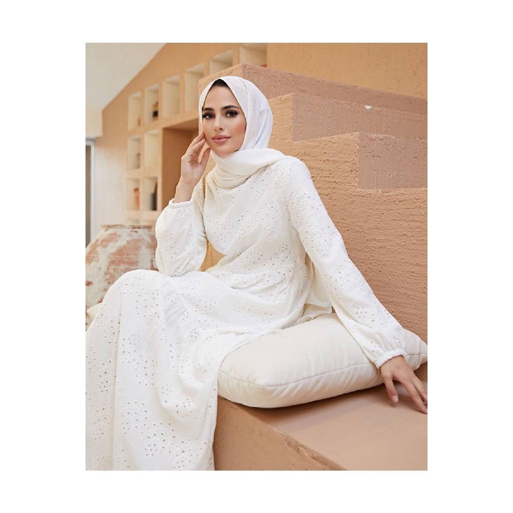 Laced Hijab Dress-white