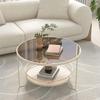 Nordic Light Luxury Tempered Glass Coffee Table for Living Room Furniture Home Creative Leisure Round Tea Table Edge