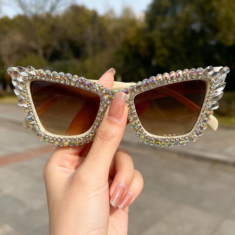 Diamond-Encrusted Large-Frame Sunglasses For Men And Women Fashion Sunglasses