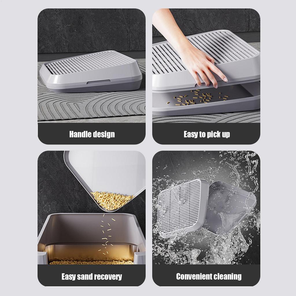 Litter Catcher Cat Ramp for Litter Box Double Layer Elevated Tray with Filter Function Non-Slip Trapper Easy Cleaning Supplies