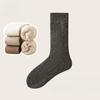 3 Pairs Solid Fleece Lined Calf Socks, Thickened & Warm Long Socks For Fall & Winter, Women's Stockings & Hosiery