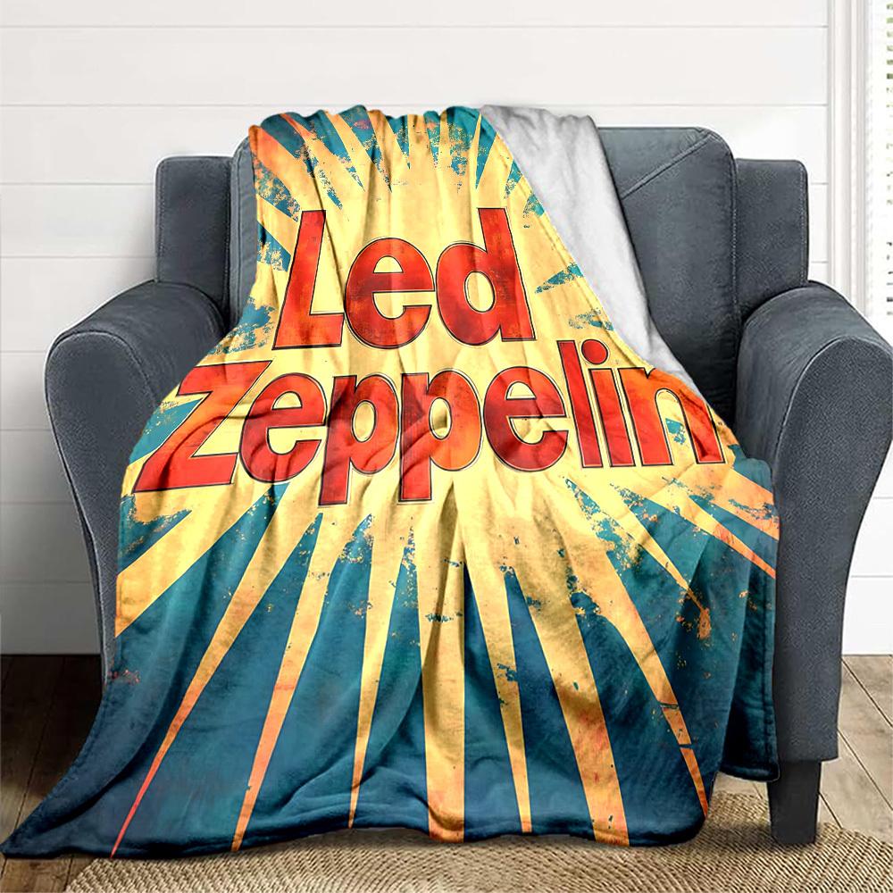 1 шт. Плед Led Zeppelin Мягкий Теплый Всесезонный Плед для Дивана, Кровати, Машины, Офиса Яркий Цветной Дизайн, Прочный и Уютный Подарок