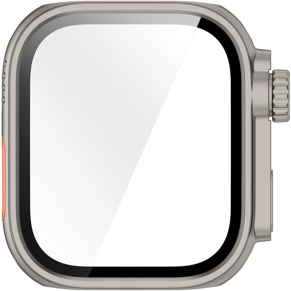 2in1 Case + Tempered Glass for Huawei Watch Fit 4, Titanium/Orange