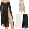 Women Ladies Fashion Faux Leather Adjustable Hippie Boho Waistband Long Fringe Tassel Skirt Belt