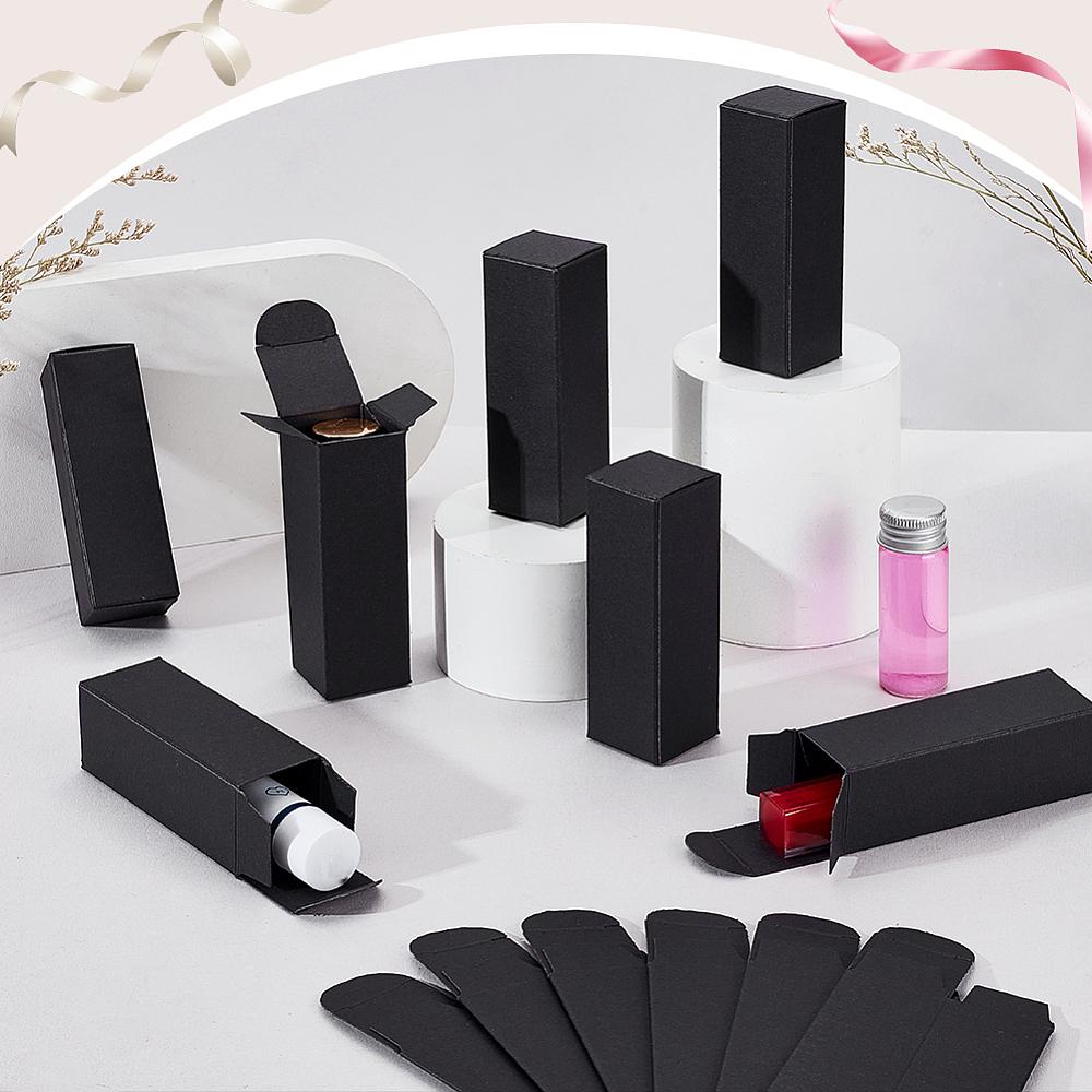 50pcs Paper Folding Packing Boxes Rectangle Black 8.65x2.9x2.9cm