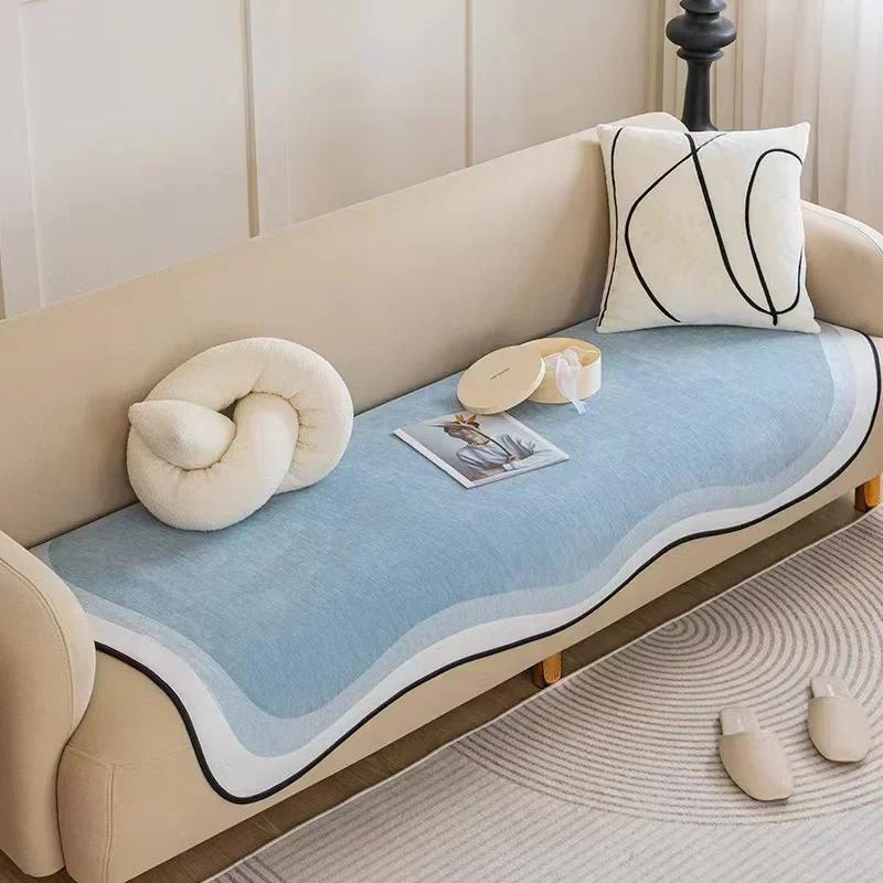 1PC Irregular Shaped Soft Sofa Towel Solid Color Luxury Sofa Covers for Living Room All Season Universal Anti-slip Couch Covers