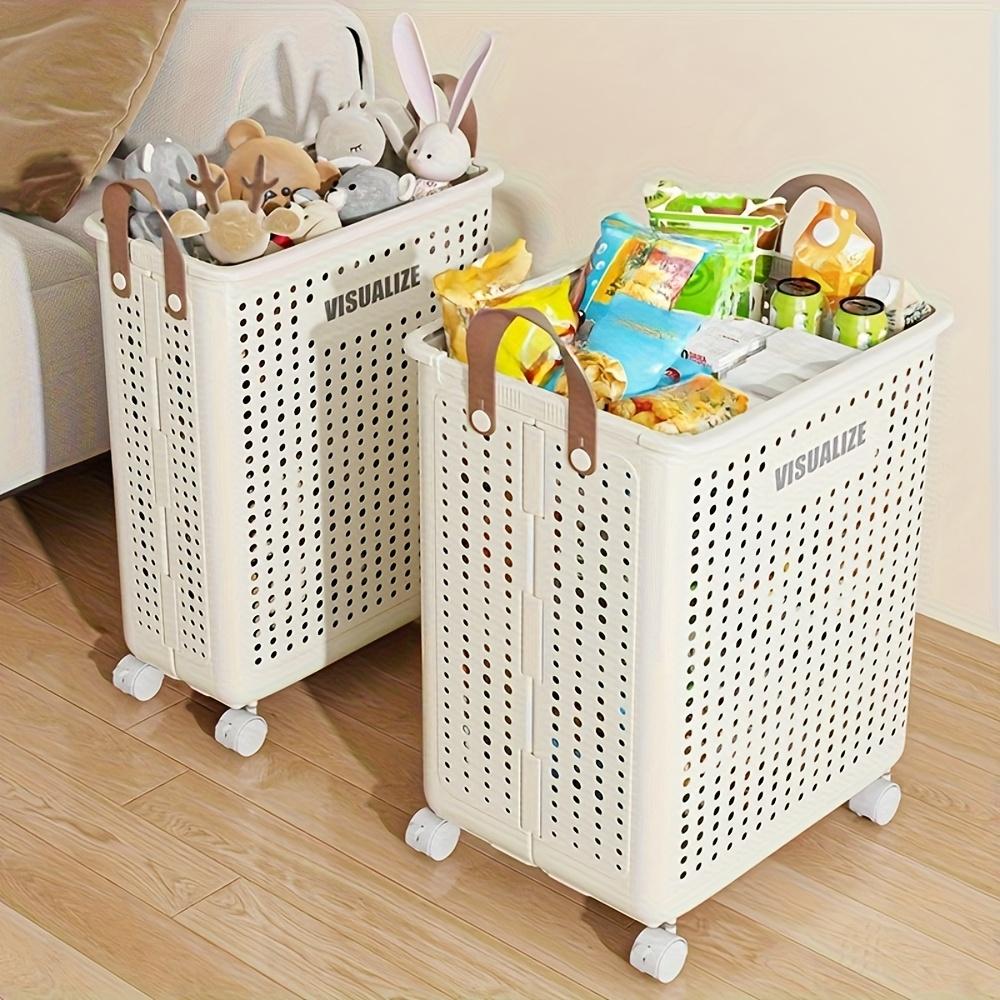 Rolling Laundry Basket with Lid - Personal Care Product Dispenser and Storage Box, Comes with Handle Design, Suitable for Clothes, Laundry Hamper
