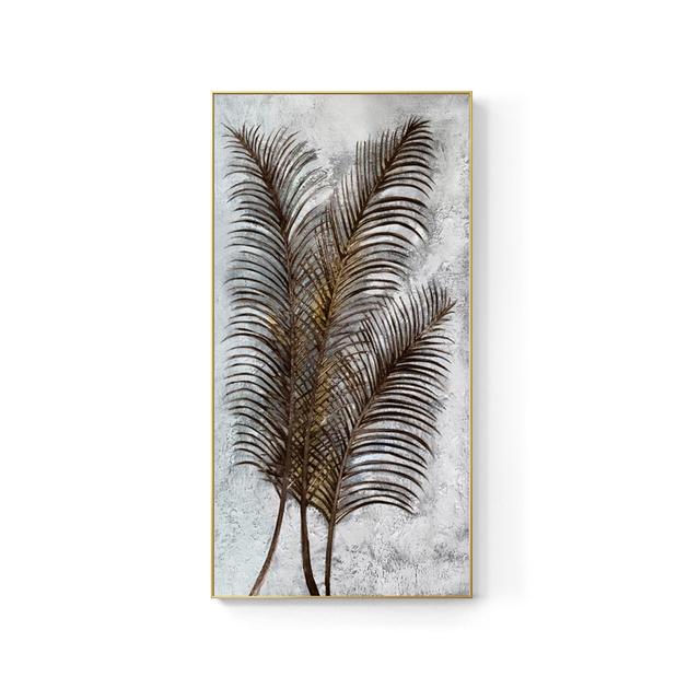 Abstract Golden Feathers Oil Painting Printed On Canvas Posters and Prints for Living Room Porch Home Decoration Cuadros