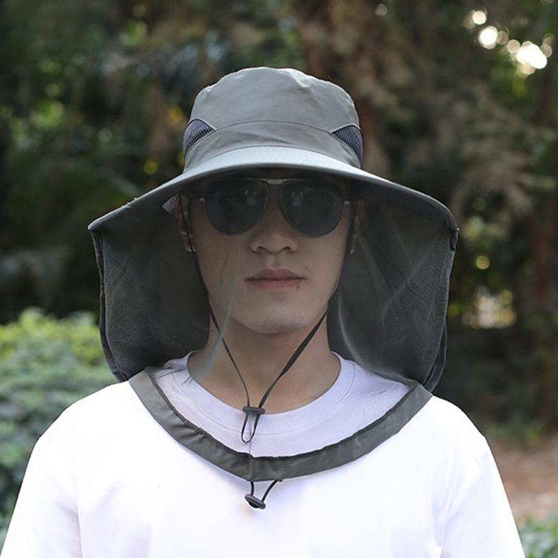 Foldable Mosquito Hat With Hidden Net Mesh Repellent Bee Protection Casual Outdoor Sunscreen Fishing Cap Panama Hat