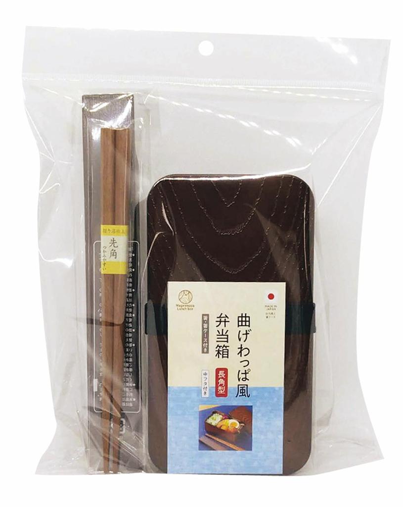 Kakusei Bento Box Magewappa Style Bento Box Long Square 520 мл Можно мыть в посудомоечной машине Микроволновая печь OK Chopsticks Чехол для палочек для еды с резинкой Сделано в Японии