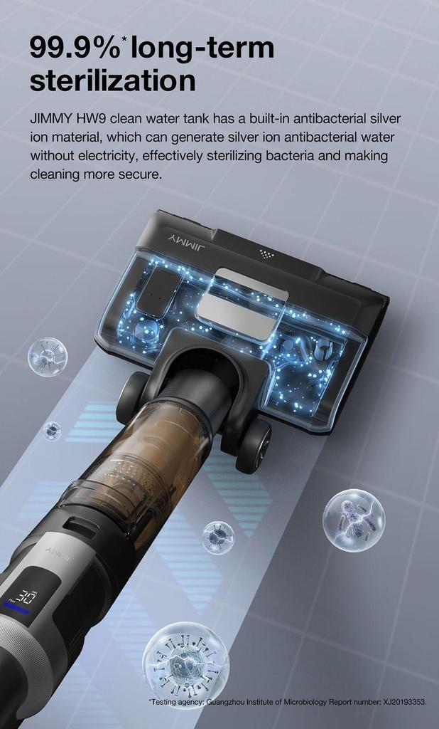 Обновленный: JIMMY HW9 Беспроводной пылесос для влажной и сухой уборки, самоочищающийся, резервуар для пыли и воды на 400 мл, водонепроницаемый бесщеточный, светодиодный дисплей