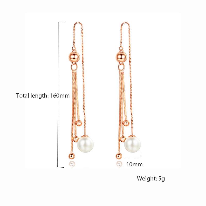 ANENJERY Элегантные жемчужные серьги неправильной формы с кисточками и цепочкой для ушей серебряного цвета, длинные серьги для женщин oorbellen