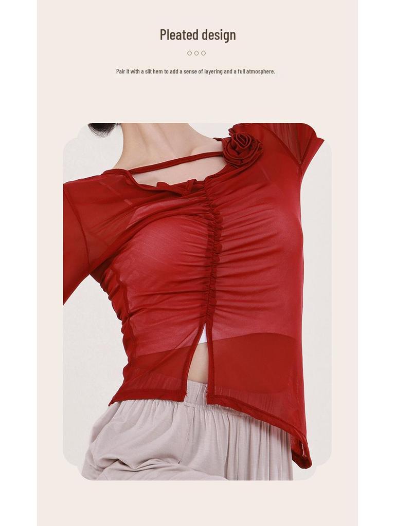 Взрослый женский топ из марли в китайском стиле для современных и классических танцев