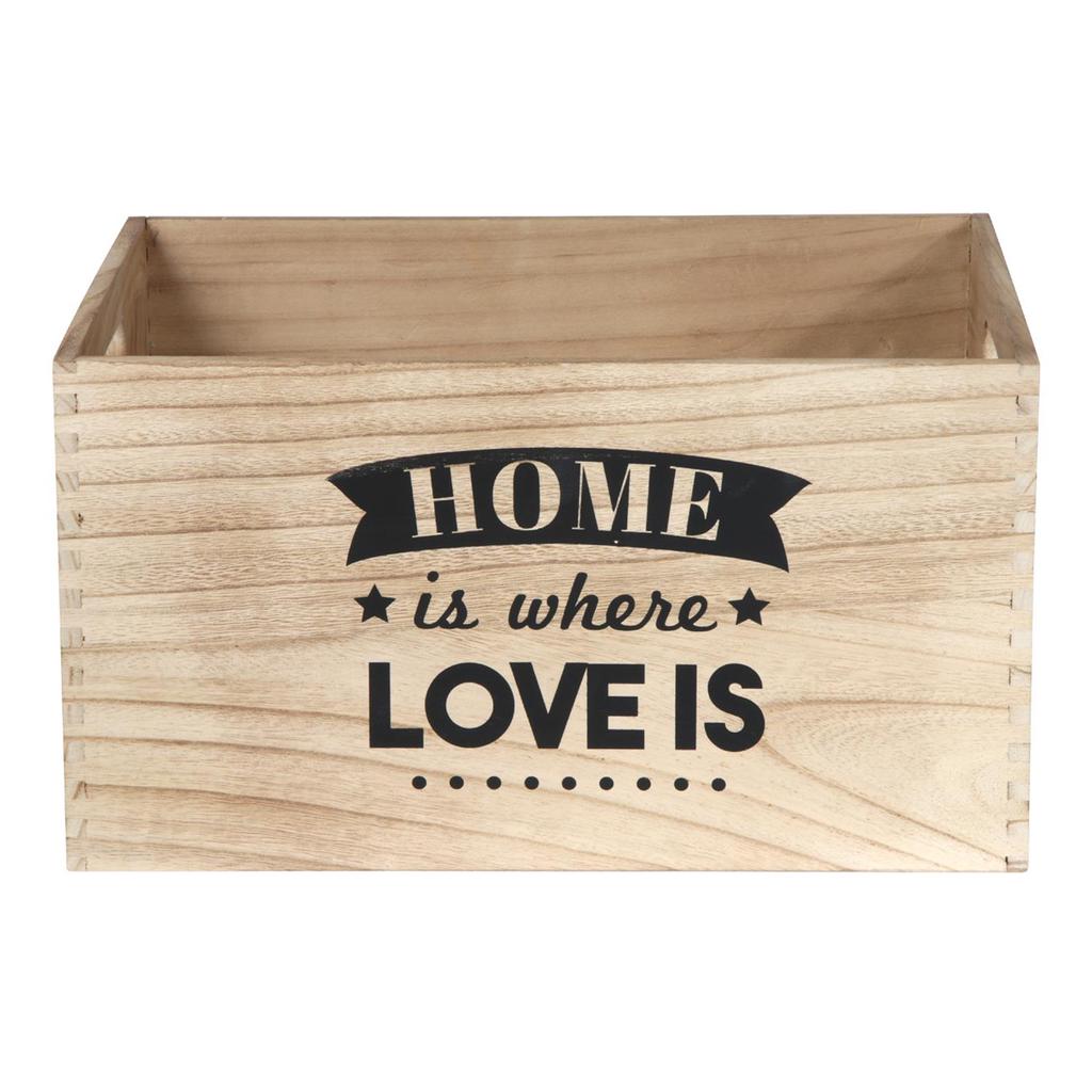 Les Trésors De Lily [Q3285] - Set of 3 Wooden Nesting Crates 'Messages' Beige Black (Home) - 40x31x22 Cm