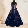 Women Plus Size Round Neck Sleeveless Red White Blue Printed Dress Tie Waist A Line Flared Dress