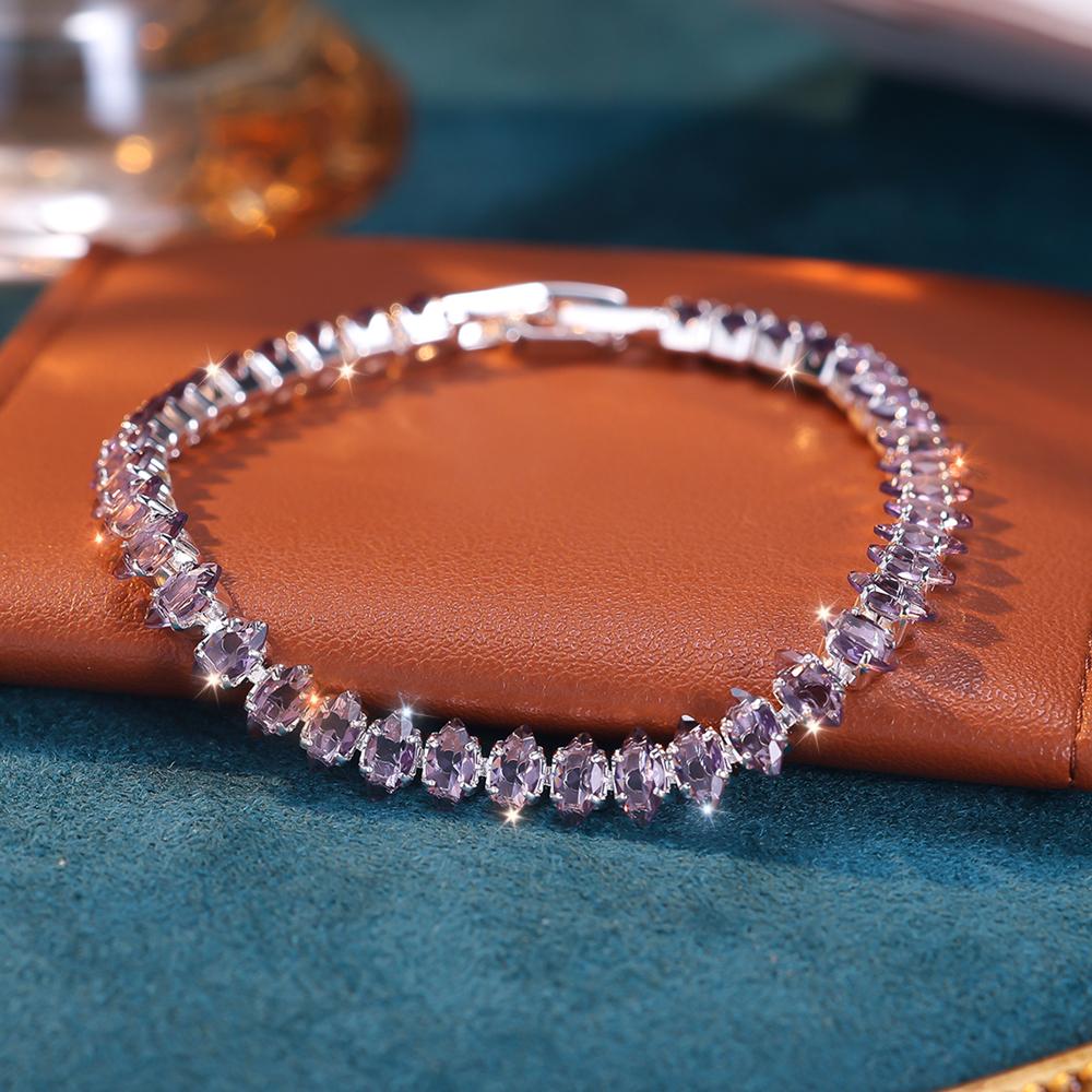 Shiny Zircon Thin Tennis Bracelet Luxury Exquisite Hand Bracelet Jewelry Decoration Daily Wear