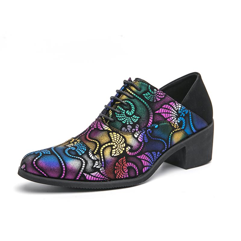 Высококачественные деловые туфли для мужчин Роскошные туфли на высоком каблуке Универсальные банкетные туфли Мужские туфли из спилка Модные принты