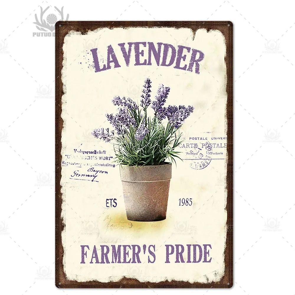 Оловянная вывеска в прованском стиле, французское деревенское металлическое настенное искусство 20x30 см