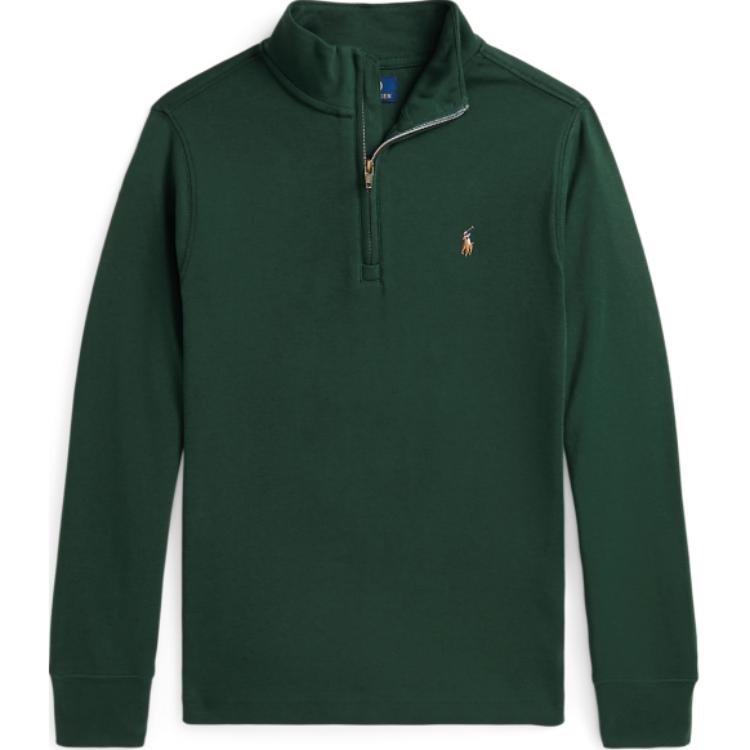 Polo Ralph Lauren Детская толстовка, однотонная, с вышивкой в виде маленького пони, с воротником-стойкой и длинными рукавами, детская толстовка зеленого цвета CWPOKNIY8021231-300