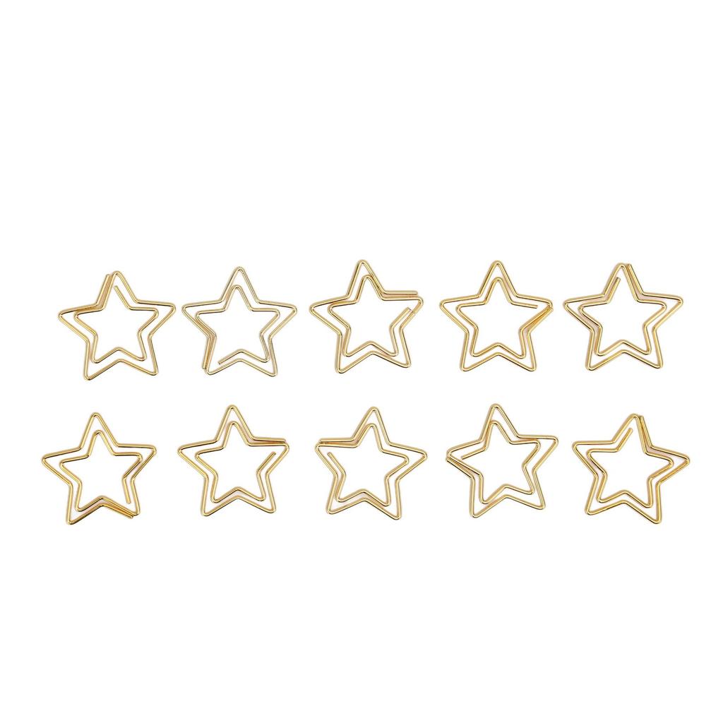 100pcs Star Paper Clips Skid Resistance Plating Process Rust Resistant Cute Paperclips for Office Sc