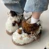 Designer Fur Women Snow Ankle Boots Warm Platform Casual Shoes Woman 2025 Trend Winter Short Plush Retro Motorcycle Botas Mujer