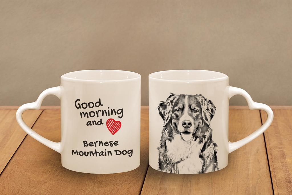 Bernese Mountain Dog, Berner Sennenhund - cup with a dog, adorable cup with a heart-shaped handle, universal gift from the Art-Dog brand