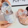New Children's Sequined Leather Shoes Girls Princess Rhinestone Bowknot Single Shoes Fashion Baby Kids Wedding Shoes