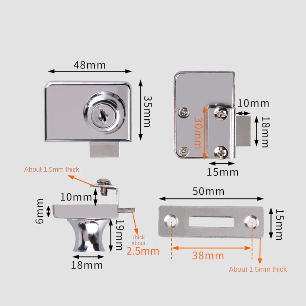 Замок для стеклянной двери из цинкового сплава, комплект замков безопасности, новый замок для витрины шкафа