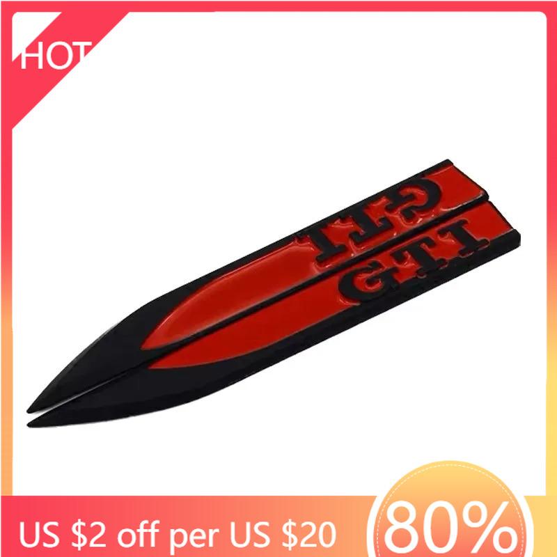 Golf 3 4 MK3 MK4 2026 Hot For VW VOLKSWAGEN Black and Red Metal Sticker Blade Side Mark Emblem GTI Wording for Volkswagen VW Gol