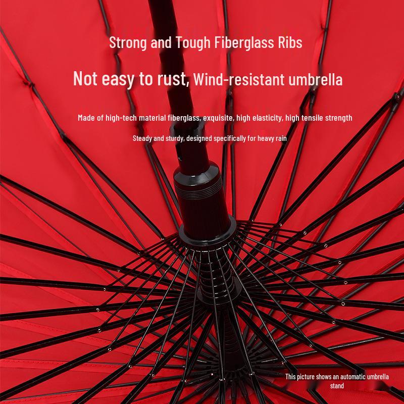 Extra Large Double Layer Men's Umbrella - 24 Bone, Long Handle, Reinforced, Thickened, Wind & Rain Resistant.