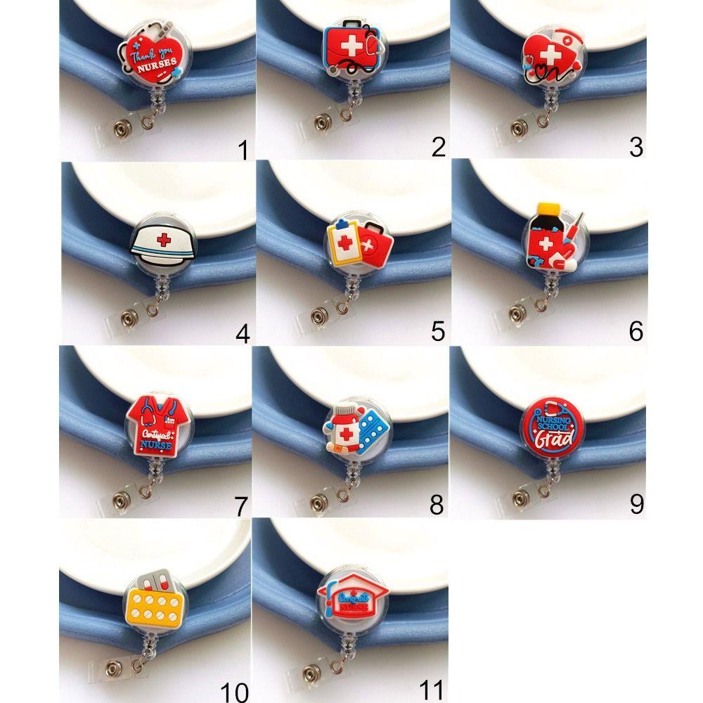 ID Card Holder Retractable Badge Holder Chest Card Easy Pull Buckle  Doctor Students