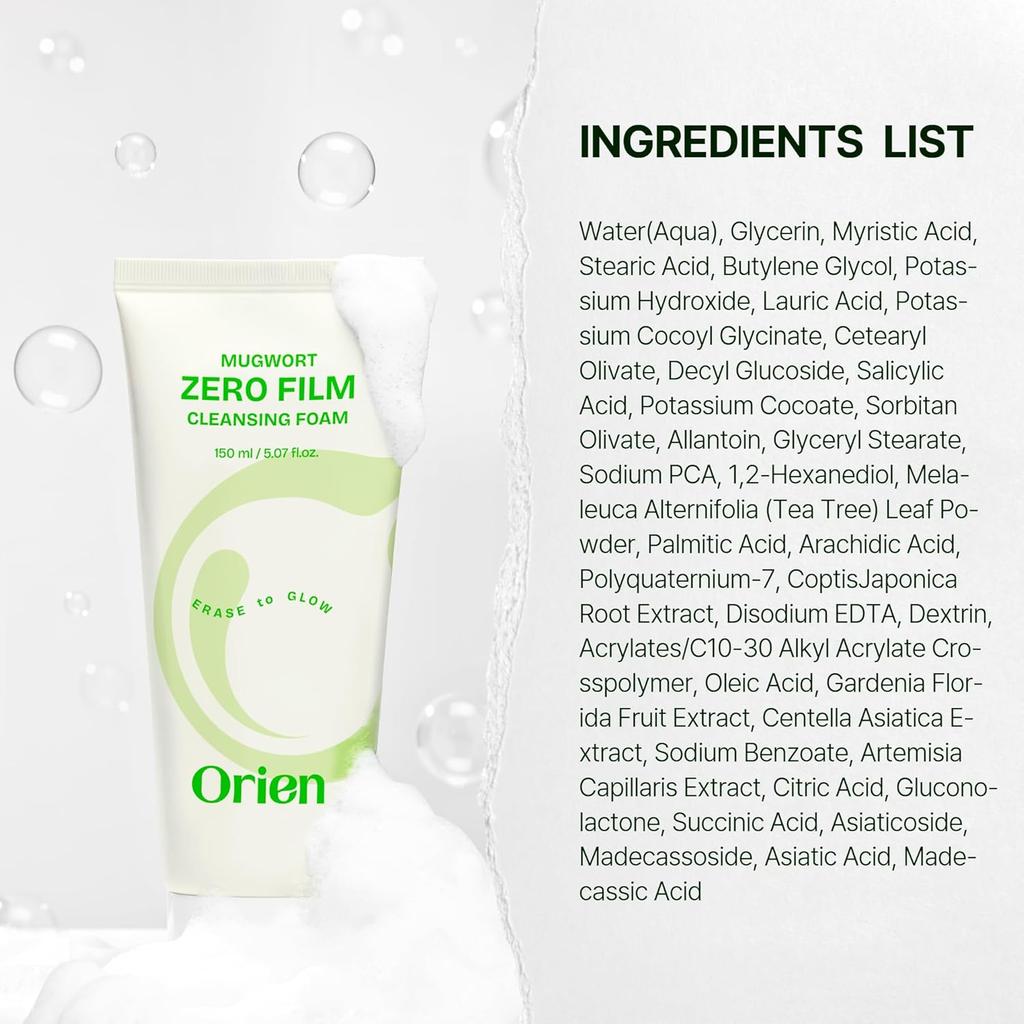 ORIEN Полынь Зеро Очищающая пенка для лица 5,07 жидких унций, 150 мл