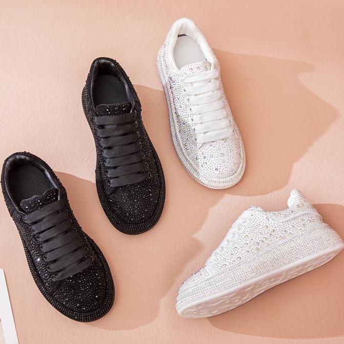 2023 женские новые модные большие удобные кроссовки на платформе с блестками и стразами для отдыха