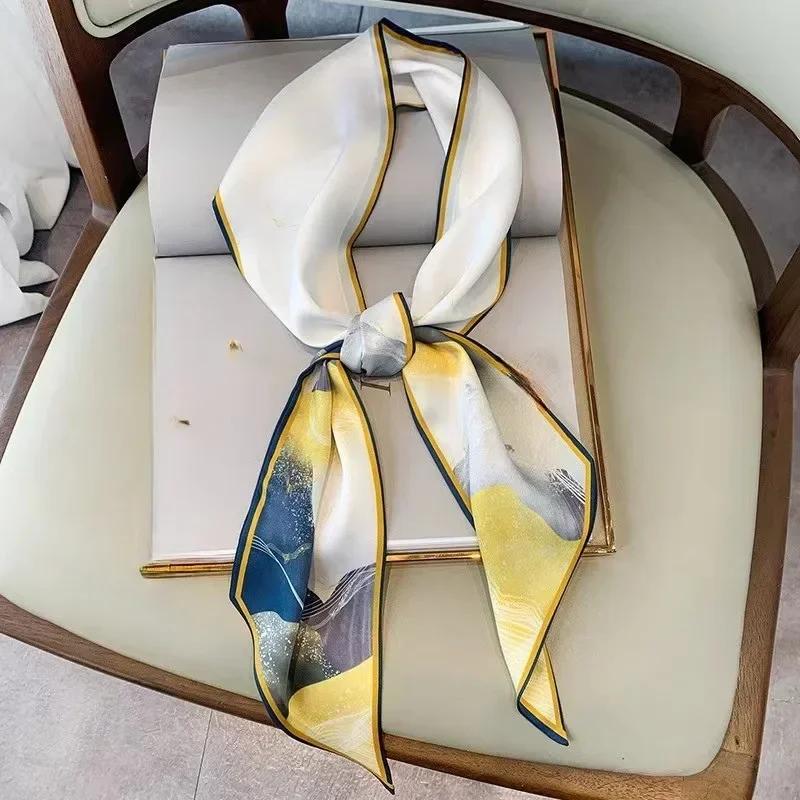 Luxury Design Zebra In Flowers Women Scarf Luxury Silk Scarf Fashion Hair Headband Foulard Skinny Bag Scarves Neckerchief Lady