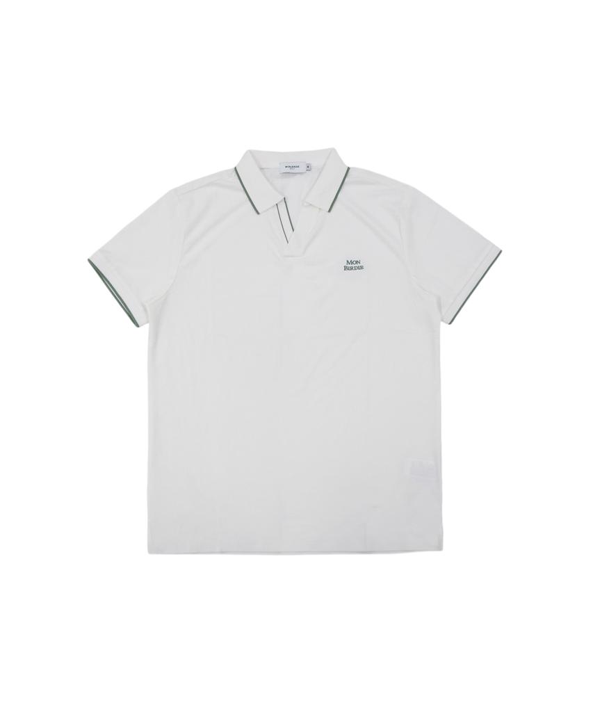 MONBIRDIE GOLF Men'S Open Neck Classic Short Sleeve White