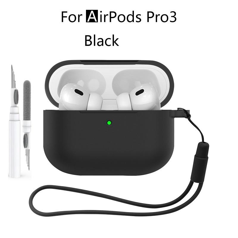 Новый 2025 Чехол для Apple Airpods Pro 3 Мягкий силиконовый Полная защитная крышка с чистящим набором и брелком для чехла Airpods Pro 3