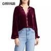 Women's Plus Size New Autumn Solid Color V Neck Long Sleeve Shirt Canary Shirt
