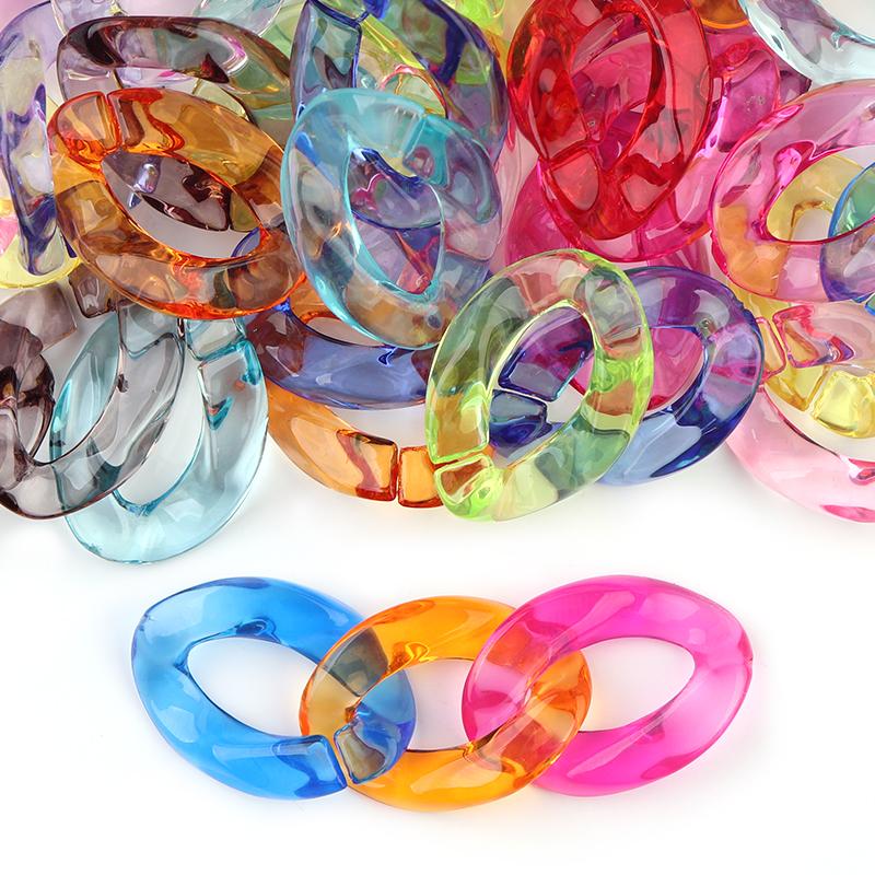 20pcs Ins Retro Rainbow Buckle Acrylic Long Chain Beads For Men Women Curb Cuban Link Jewelry Making DIY Bracelet Necklace