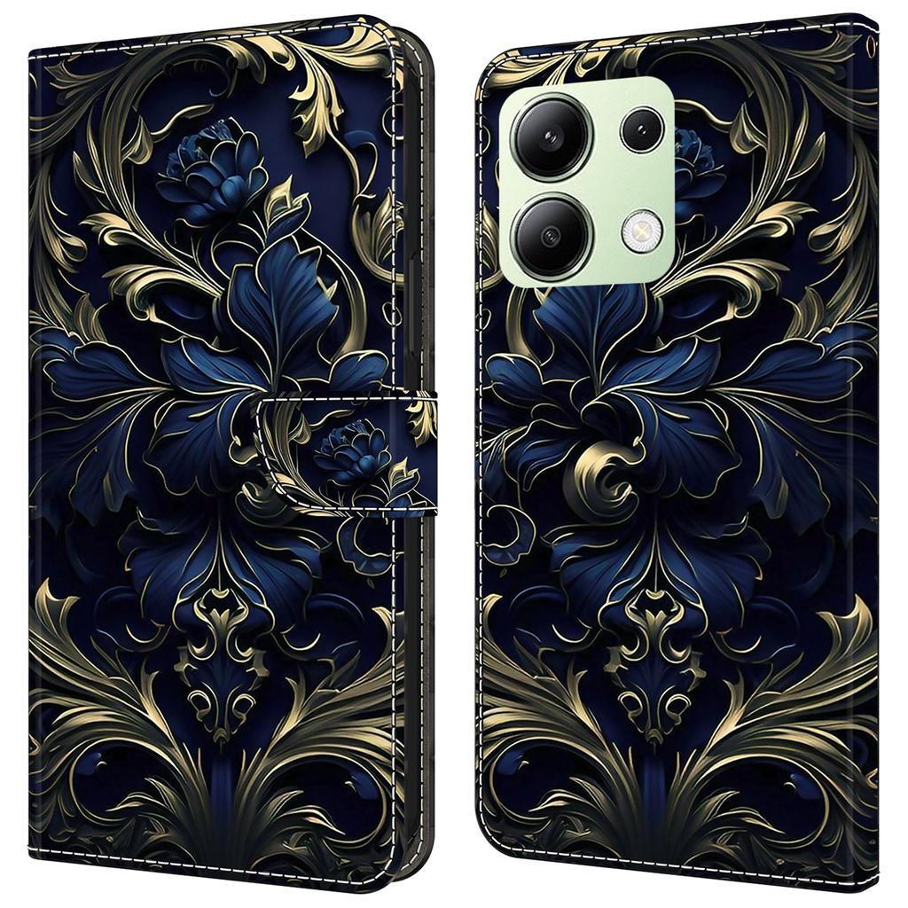 Для Xiaomi Redmi Note 13 4G кожаный чехол с принтом и бумажником-подставкой для телефона