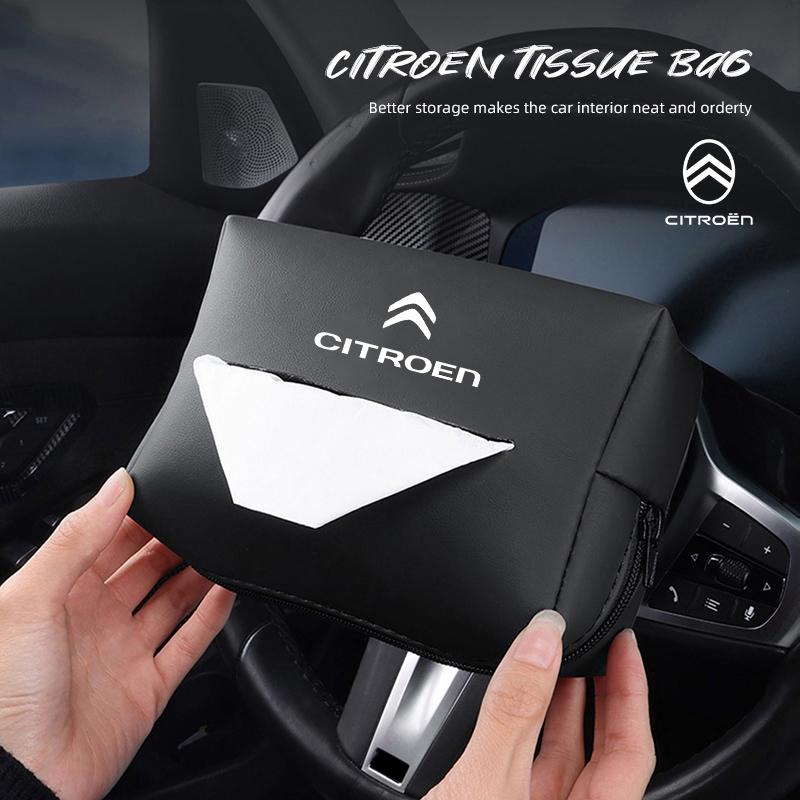 Car Interior Tissue Bag Handkerchief Storage Box For Citroen C5X C3 C4 Aircross Picasso Cactus Celysee e-C3 e-C4 C6 C1 C2 Berlin