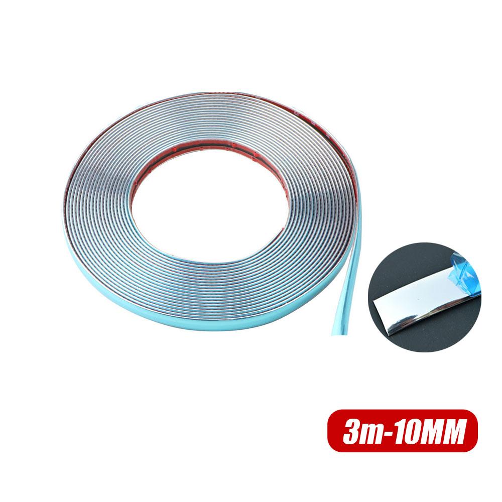 10MM Universal Car Self Adhesive Side Door Chrome Strip Styling Moulding Decoration Bumper Protector Trim Tape DIY Car