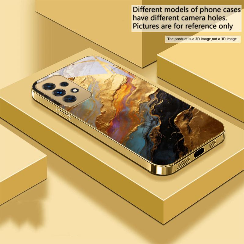 Текстура золотого мрамора Для Samsung A73 A72 A71 A42 A56 A55 A54 A53 A52s A52 A51 A36 A35 A34 A33 A32 A16 Золотой стеклянный чехол для телефона