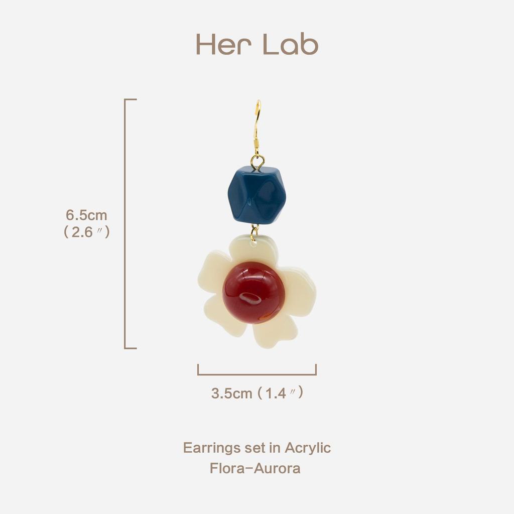 Her Lab | Ювелирные изделия с висячими серьгами с белыми и красными цветами. Ее лаборатория | серьги с белыми и красными цветами, ювелирные изделия