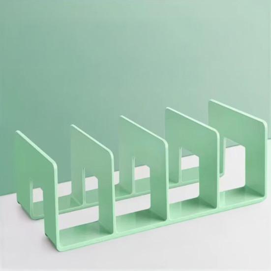 Desk Boodend Storage Organizer Book Support Stand with 4 Vertical Compartments Plastic File Sorter Rack for Book Magazines